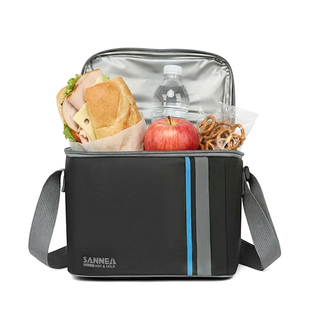 Lunch Bag, 6L Insulated Lunch Box by hanso, Thermal Food Cooler Tote, Waterproof Leakproof Storage Bag for Hot and Cold Meals, Work, School, Picnic, Travel, BB-568 (Black/Blue) - image 1