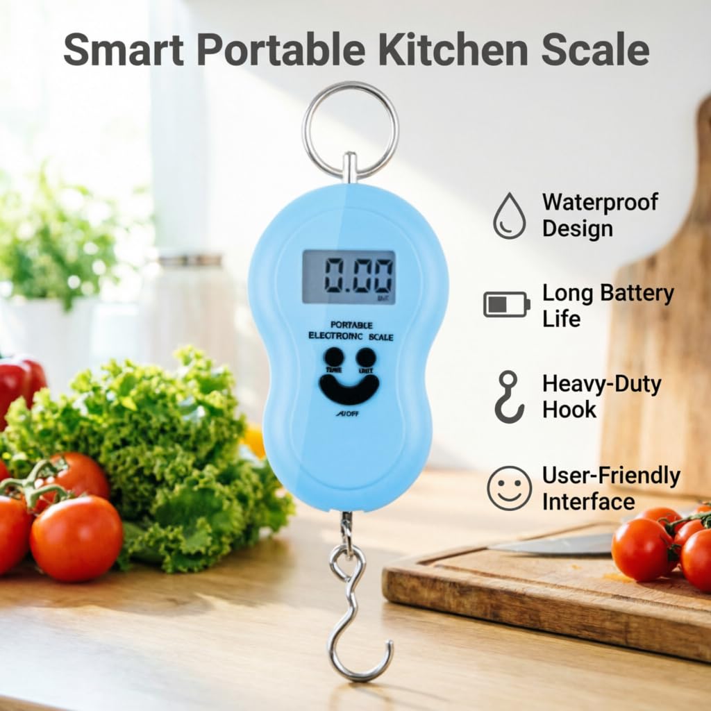 Luggage Scale 50kg, Digital Portable Hanging Baggage Weight Checker with Backlit LCD Display and Hook for Suitcase, Airport and Travel, Compact, Blue - image 2