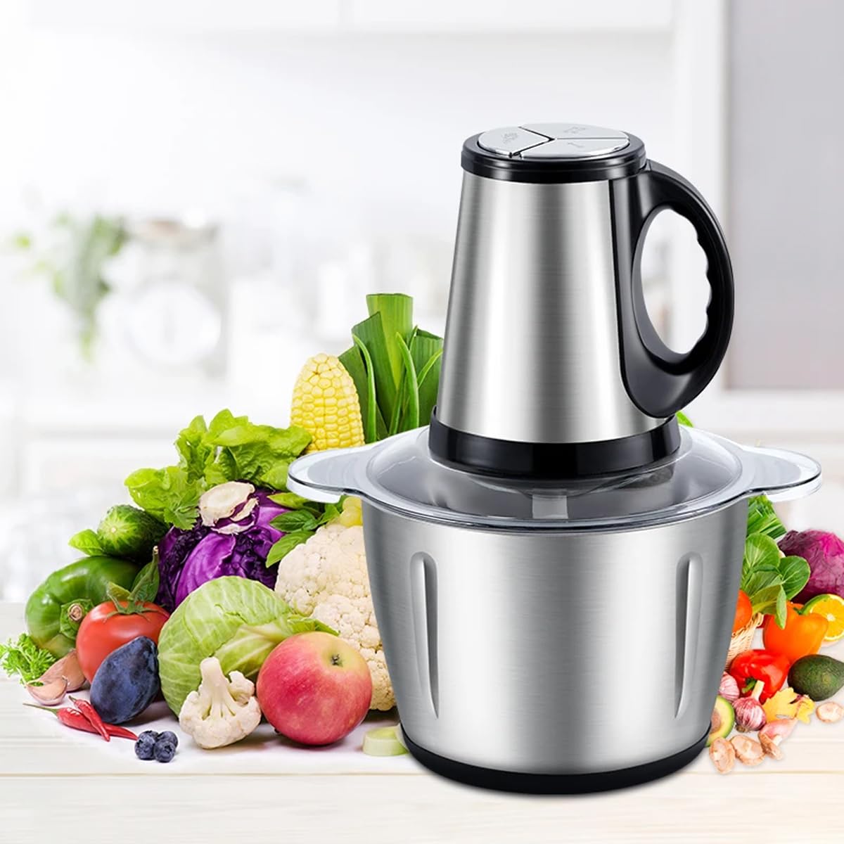 CITY Meat Grinder Meat Chopper Meat Cutter Meat Tenderizer Meat Slicer Powerful Meat Mincer Powerful Blender with Knives, Large Capacity Stainless Steel, HMA (1018, 5 L) - image 1