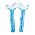 Ice Globes for Face and Eyes Heart Shaped Facial Massage Tool Glass Cooling Beauty Roller for Puffiness Relief Freezer Safe Skin Tightening, DRS-388 (Blue) - image 1