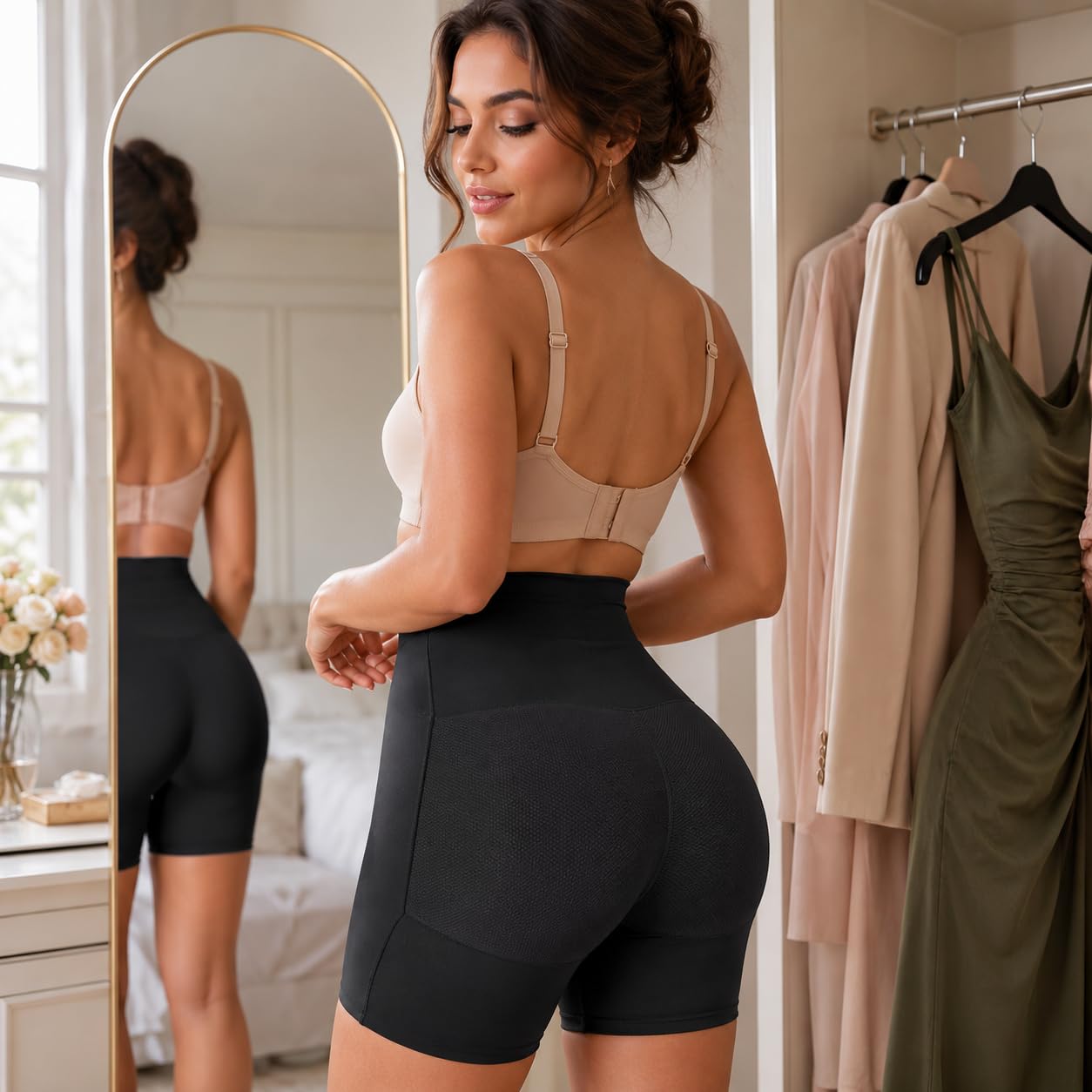 Shapewear for Women, High-Waist Tummy Control Butt Lifter Shorts with Padded Hip Enhancers, Seamless Breathable Body Shaper Underwear, Black, XL - image 6