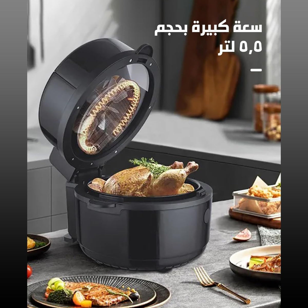 Air Fryer 5.5 L Digital Oilless Fryer, 1350 W Hot Air Cooker with 360° Thermal Cycle, Adjustable Temperature, Auto Timer Shut Off, 3-Piece Accessories Set, KB-2122 - image 4