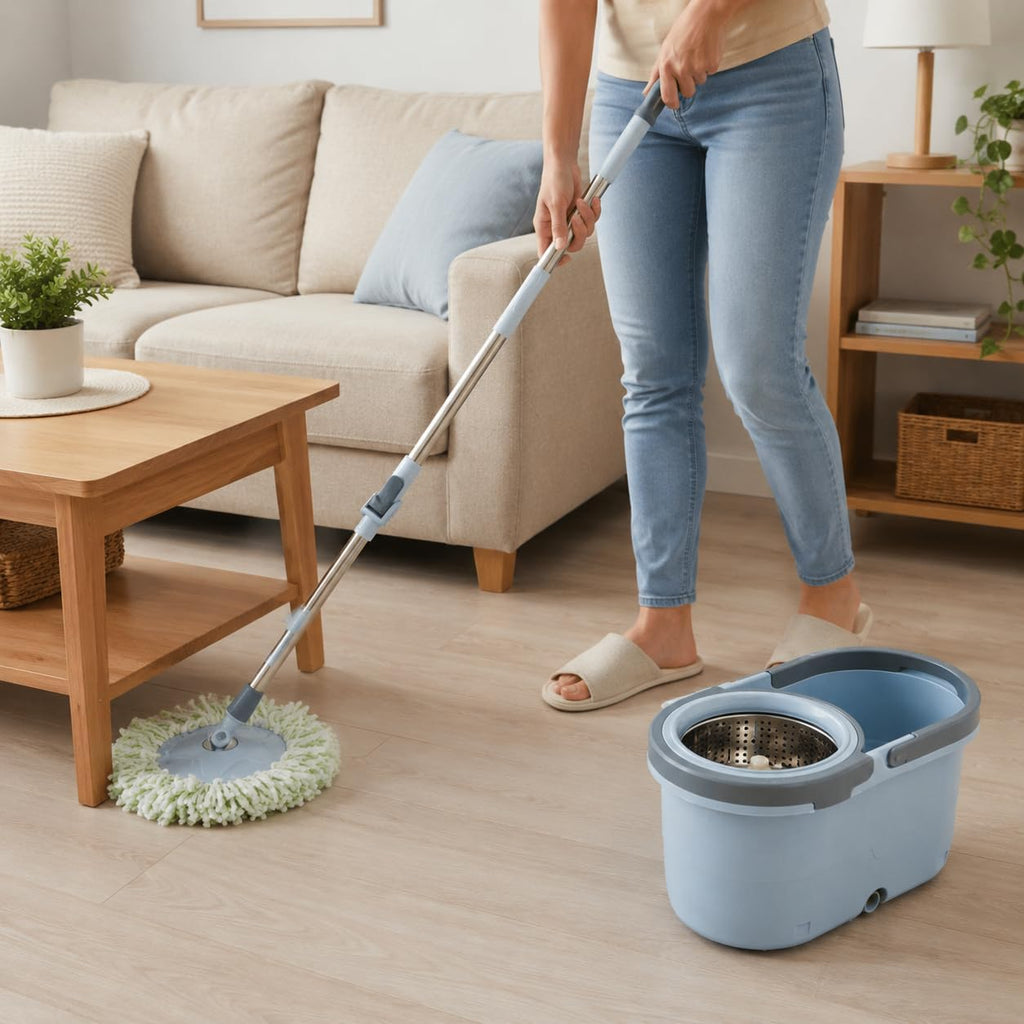 Spin Mop and Bucket Set, 360° Rotating Microfiber Floor Mop with Stainless Steel Handle, Non-Slip Grip for Ceramic, Marble, Tile and Home Cleaning - image 7