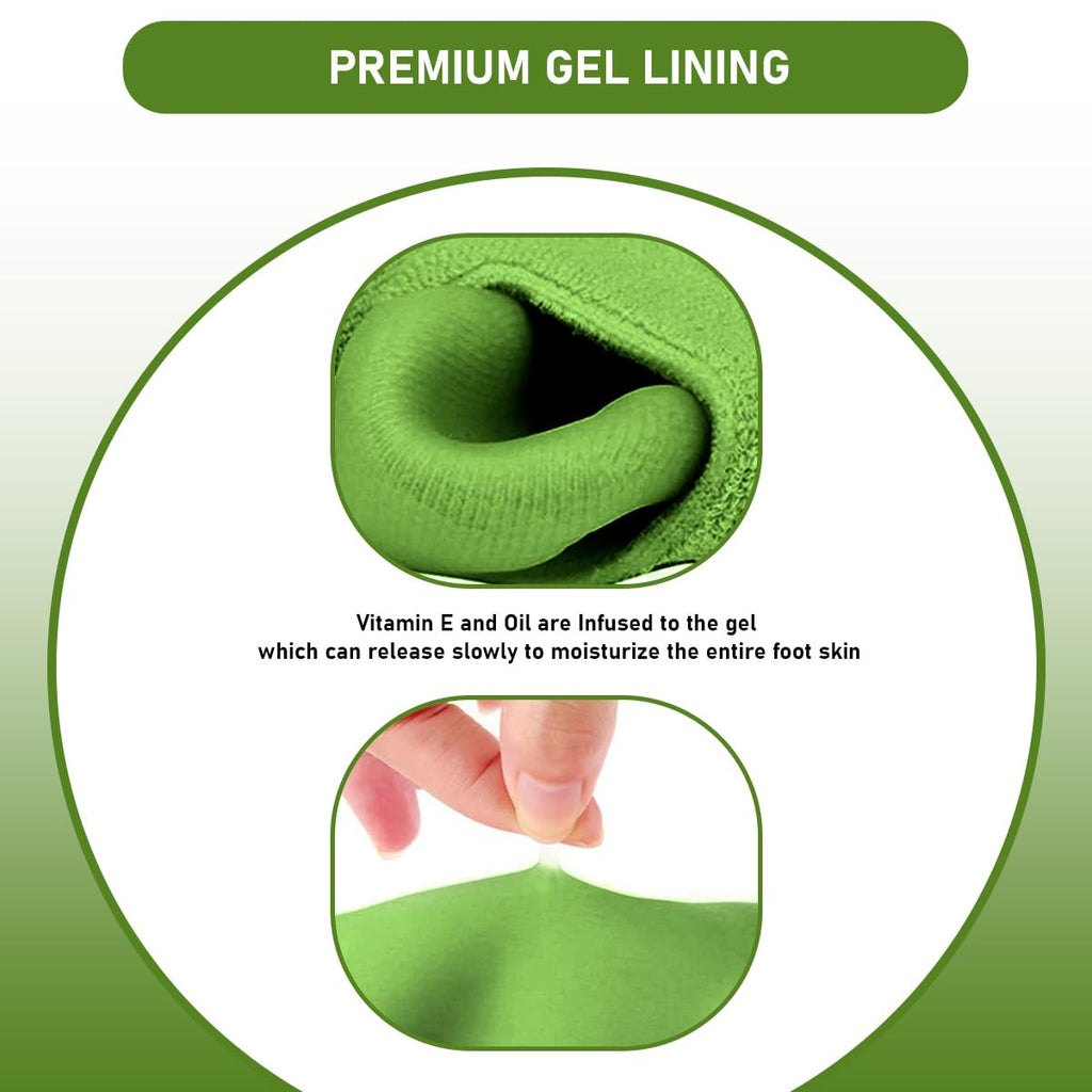 Moisturizing Gel Socks for Dry Cracked Heels, Silicone Spa Heel Socks with Jojoba Oil Olive Oil Vitamin E, Foot Care Pedicure Socks for Women and Men, Reusable Soft Feet Treatment, hanso (Green) - image 8