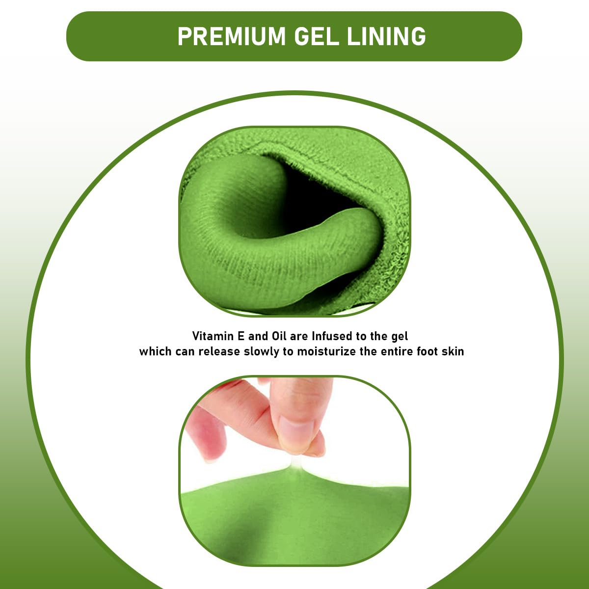Moisturizing Gel Socks for Dry Cracked Heels, Silicone Spa Heel Socks with Jojoba Oil Olive Oil Vitamin E, Foot Care Pedicure Socks for Women and Men, Reusable Soft Feet Treatment, hanso (Green) - image 8