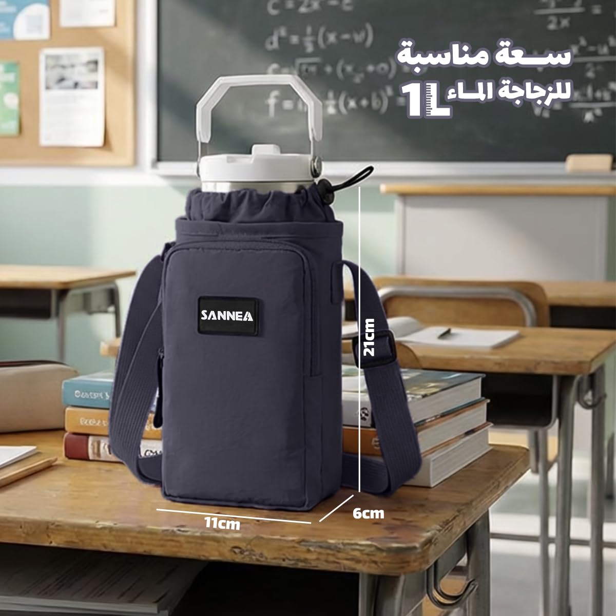 Lunch Bag 1 L, Insulated Thermal Cooler Tote, Waterproof Leakproof Reusable Food Carrier for Work, School, Travel and Picnic, Dark Purple Beach Design, BB-533 (Grey) - image 3