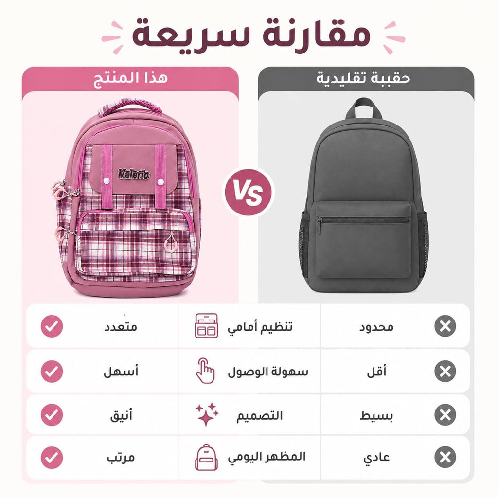 School Backpack for Nursery and Travel, Multi-Pocket Student Bookbag with Multiple Compartments, Front Pockets and Practical Everyday Size, Plaid - image 4
