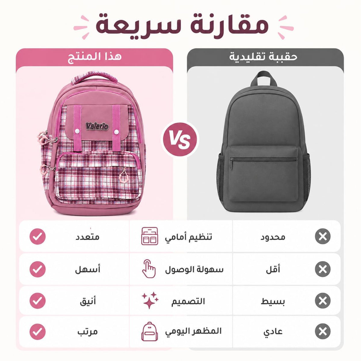 School Backpack for Nursery and Travel, Multi-Pocket Student Bookbag with Multiple Compartments, Front Pockets and Practical Everyday Size, Plaid - image 4