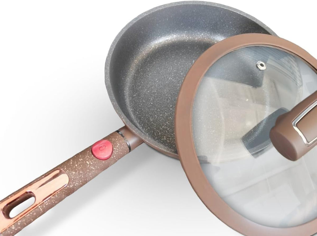 Frying Pan 26 cm, Non-Stick Granite Cookware with Soft-Touch Bakelite Handle for Gas Stoves and Everyday Cooking, Brown - image 1