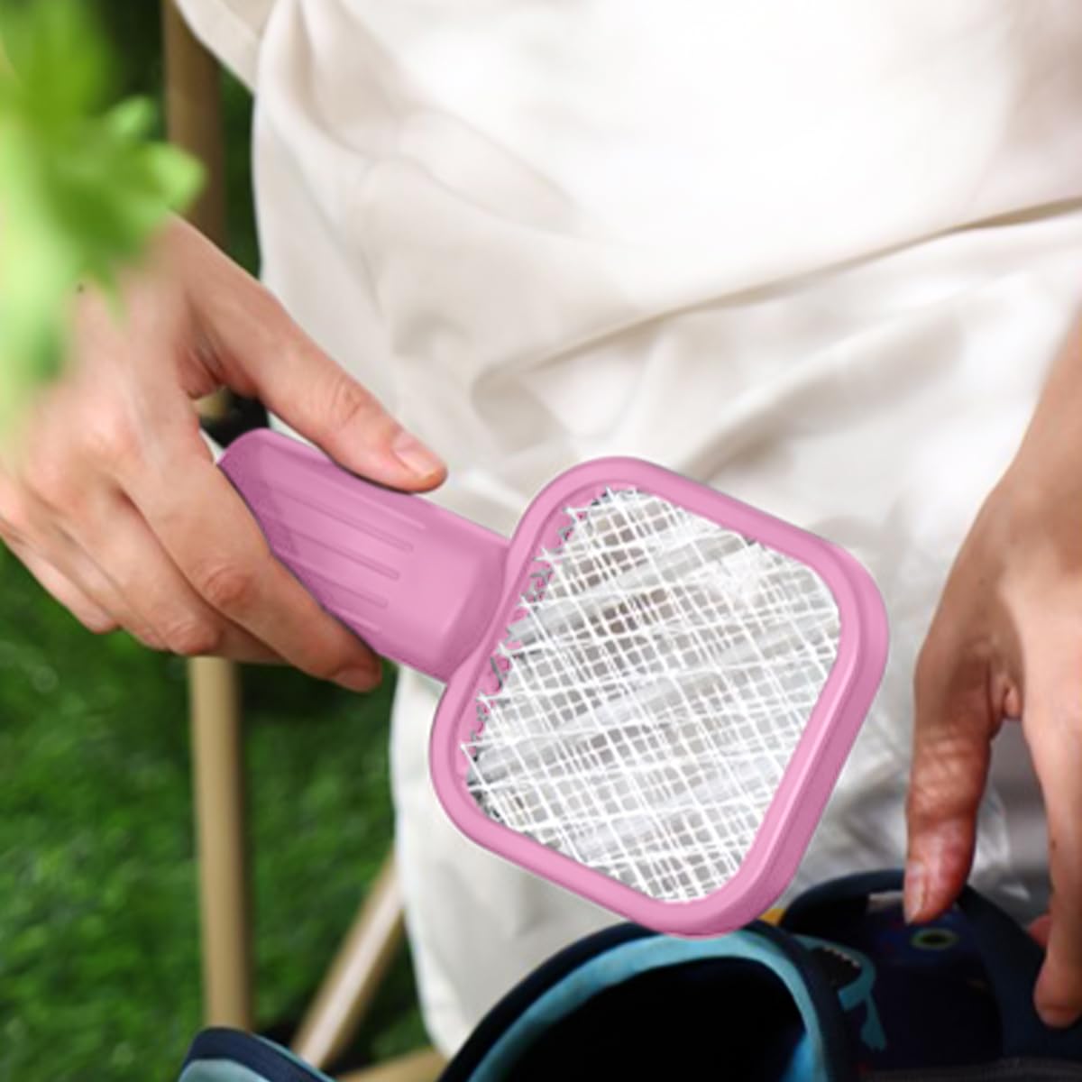 Electric Mosquito Swatter, 2-in-1 Mini Bug Zapper Racket and Automatic Attraction Lamp for Mosquitoes, Flies and Flying Insects, Compact Corded Design, Pink - image 6