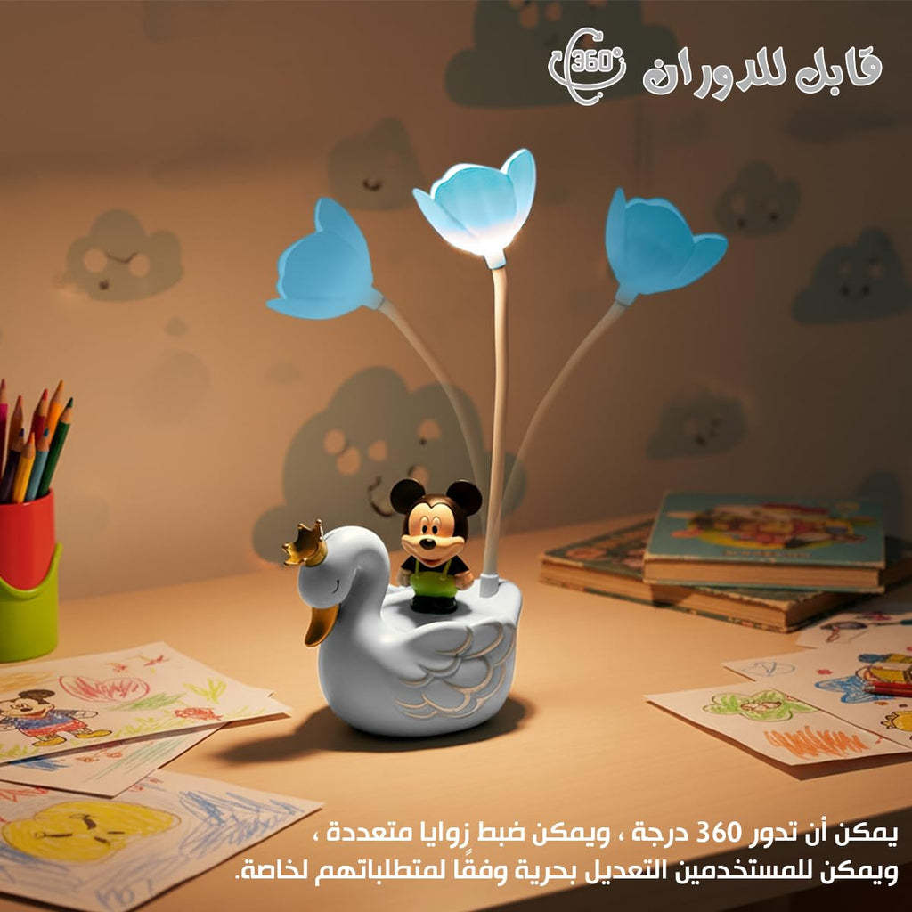 LED Desk Lamp, Adjustable Foldable Study Light with Power Switch, Multi-Angle Cartoon Design for Reading, Bedside, Home and Office (White) - image 3