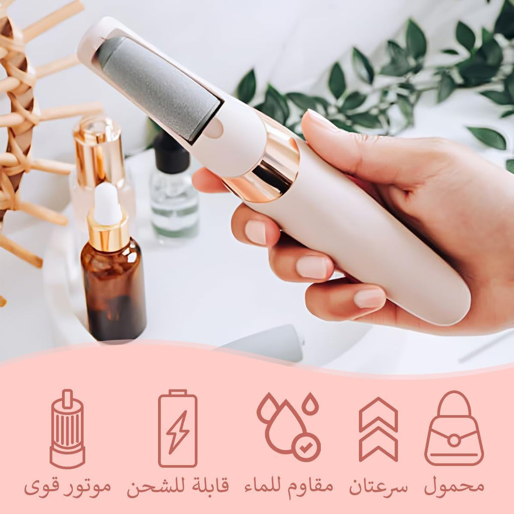 Electric Foot File, Dual-Speed Callus Remover with Easy-Reach Ergonomic Handle for Dry Rough Heels, Toes and Feet, Portable Pedicure Tool, Pink - image 2