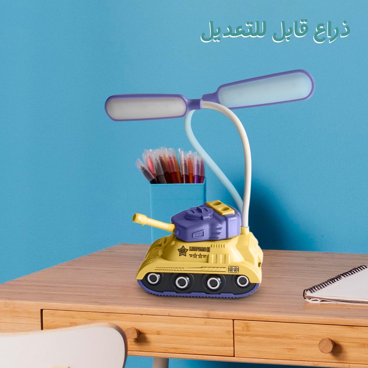 LED Desk Lamp with Phone Holder, USB Powered Study and Reading Light for Home Office, Bedroom and Student Desk, Compact Table Lamp, YC-9900A/B/C (Yellow) - image 4