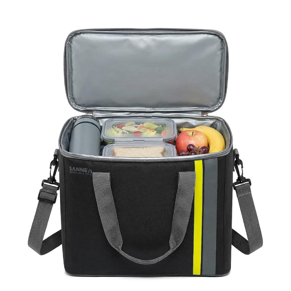 Insulated Lunch Bag 22L, Large Thermal Cooler Tote with Leak-Resistant Lining for Hot and Cold Food, Reusable Meal Bag for Work, School, Picnic and Travel, BB-571 (Black/Yellow) - image 1