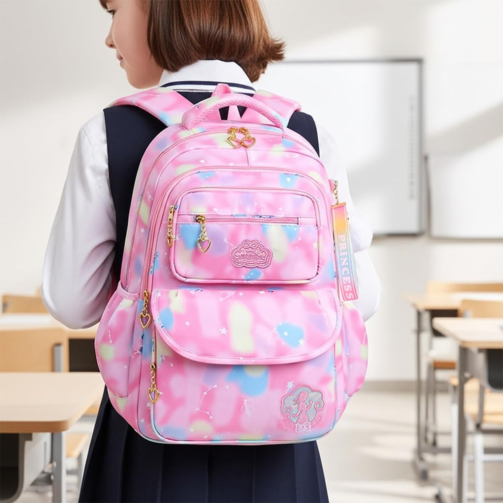 School Backpack for Girls, Lightweight Large Capacity Kids Bag, Stylish Daypack for Travel and Picnic, Back to School (Pink) - image 6