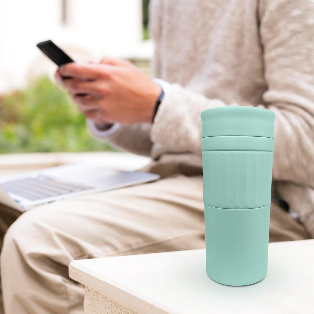 Thermal Mug Coffee Mug Stainless Steel Vacuum Insulated Double Wall With Smart Temperature Display Leak Proof Lid 420 Ml (Light Green) - image 6