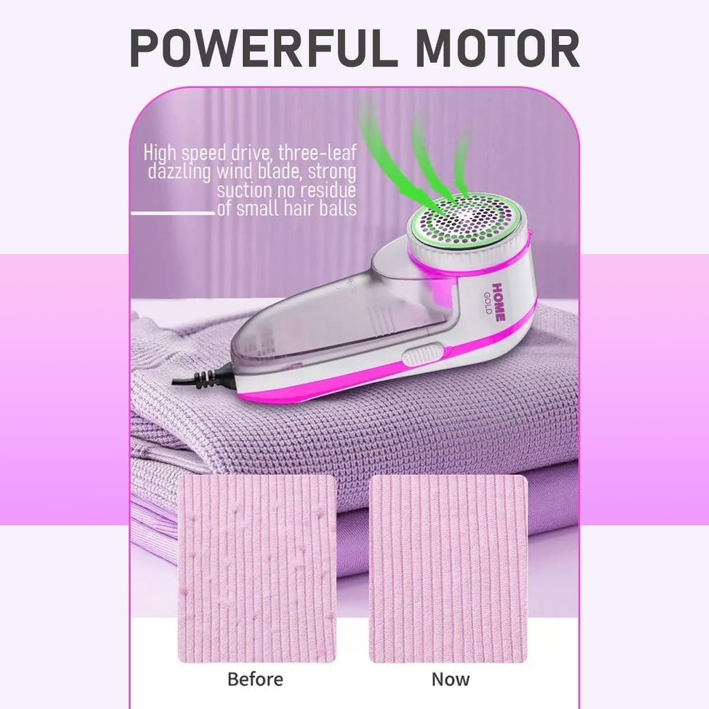 Lint Remover for Clothes, Fabric Shaver with Honeycomb Mesh, Visible Lint Container and Ergonomic Handle for Sweaters, Coats, Blankets and Furniture, Pink and White, HG-088 - image 4