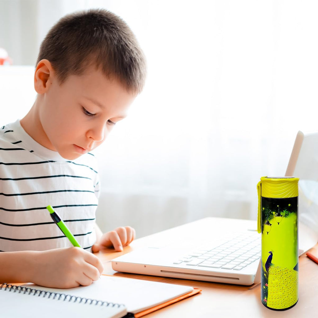 Water Bottle 500ml Stainless Steel, Vacuum Insulated Flask with Temperature Display, Double Wall Leakproof Lid and Carry Handle for Hot and Cold Drinks, Travel, Gym, Office and School (Yellow) - image 6