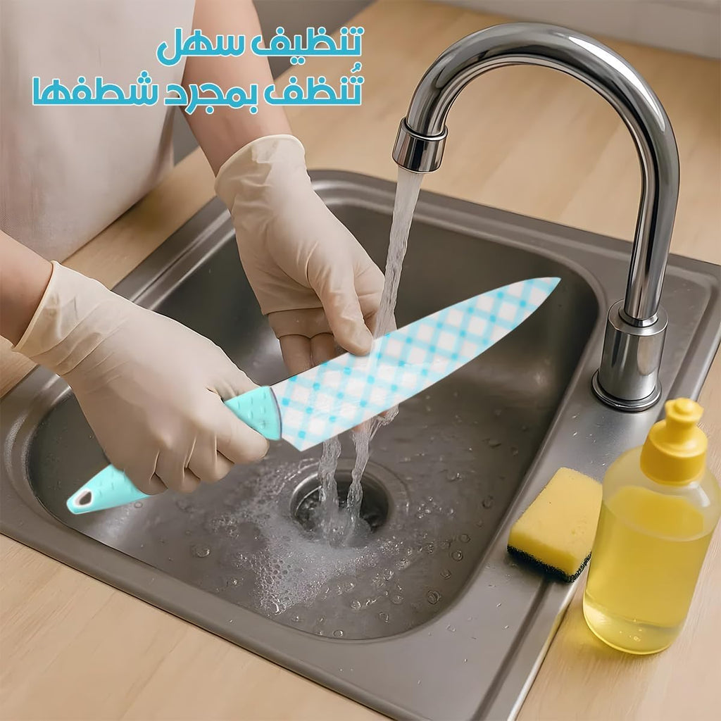 Kitchen Knife Set with Stainless Steel Blades, Comfortable Plastic Handles for Slicing, Chopping and Food Preparation, Home and Professional Kitchen Tools, Blue - image 5