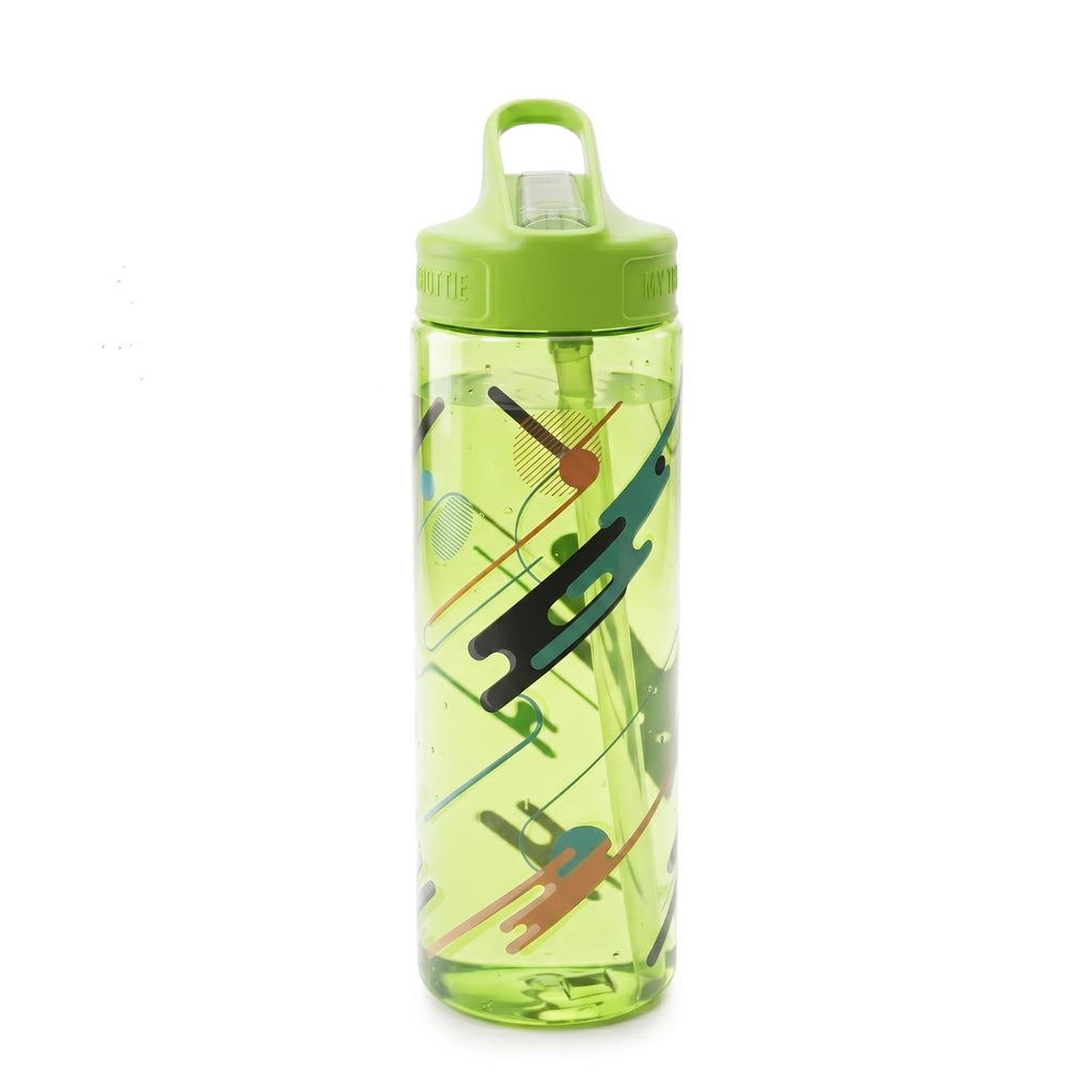 Water Bottle 650ml BPA-Free Plastic with Carry Handle, Leak-Resistant Sports Drinking Bottle for Gym, School, Travel, Home and Outdoor Use, FL-236-B, Green - image 1