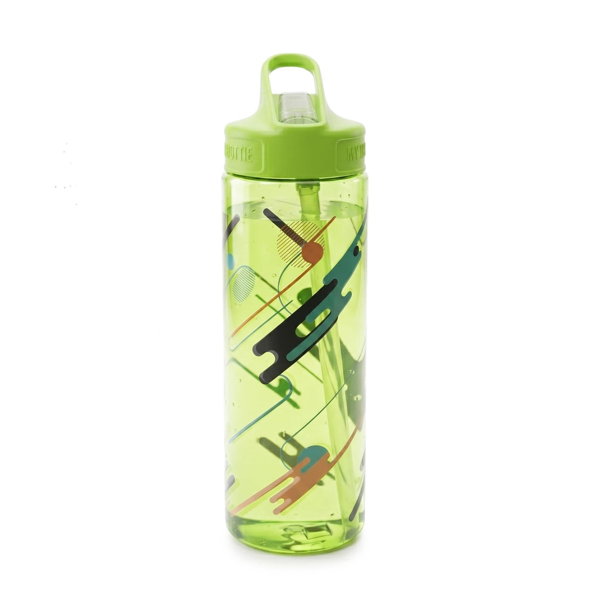 Water Bottle 650ml BPA-Free Plastic with Carry Handle, Leak-Resistant Sports Drinking Bottle for Gym, School, Travel, Home and Outdoor Use, FL-236-B, Green - image 1