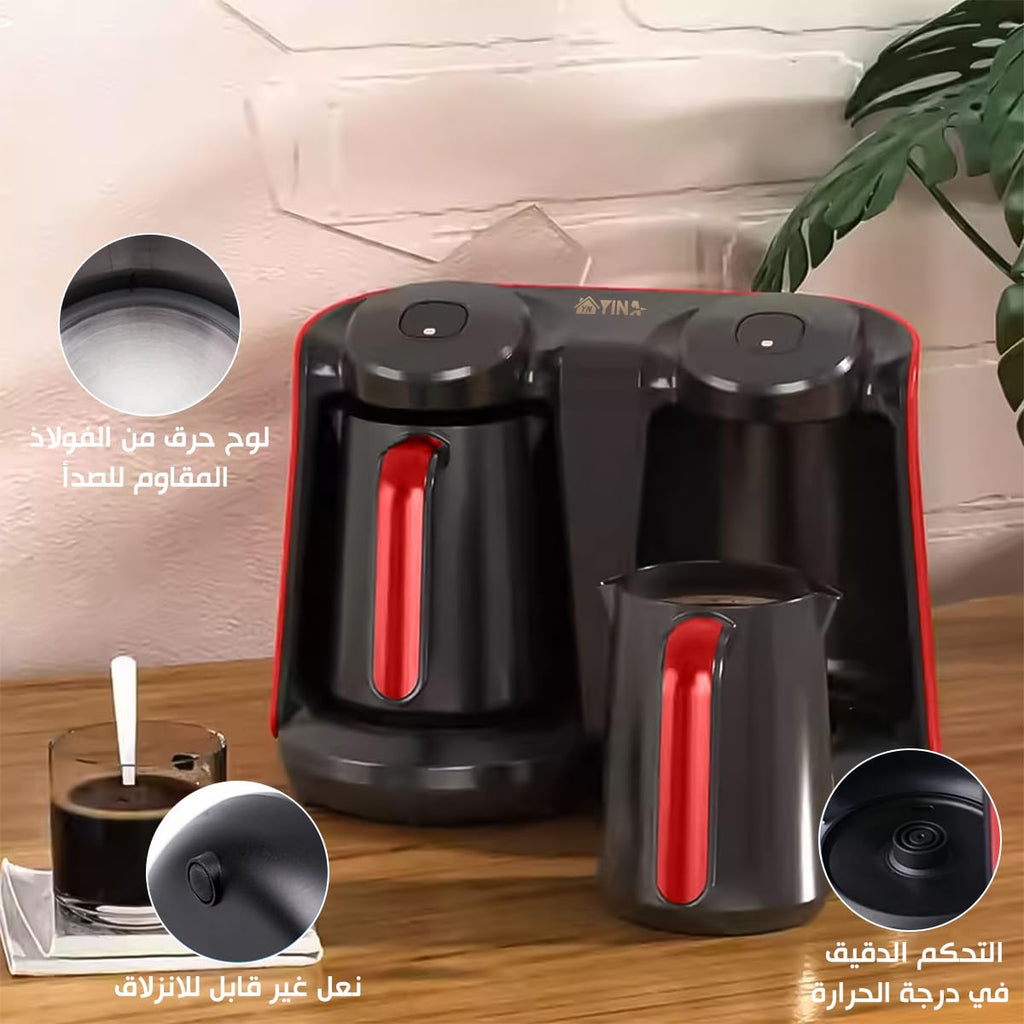 hanso Turkish coffee maker, Coffee Machine, electric turkish coffee maker, Premium Turkish Coffee Maker: 900W, Anti-Overflow Sensor, 1-12 Cups, Safety System (Red) - image 4