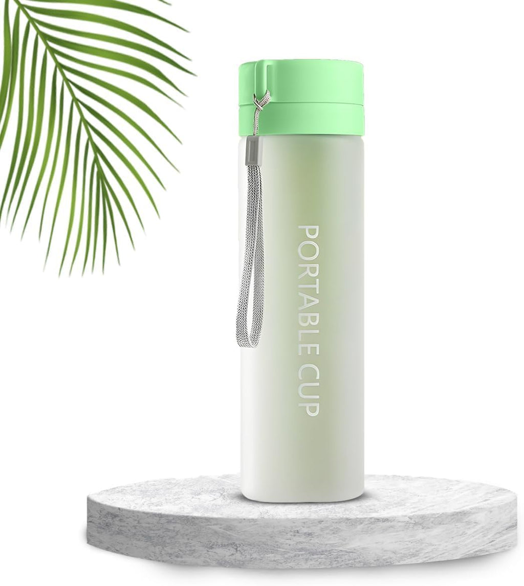 Water Bottle 800ml, BPA-Free Sports Bottle with Built-In Tea Infuser and Easy-Clean Round Design for Gym, Running, Cycling, Travel and Outdoor Activities, Green - image 1