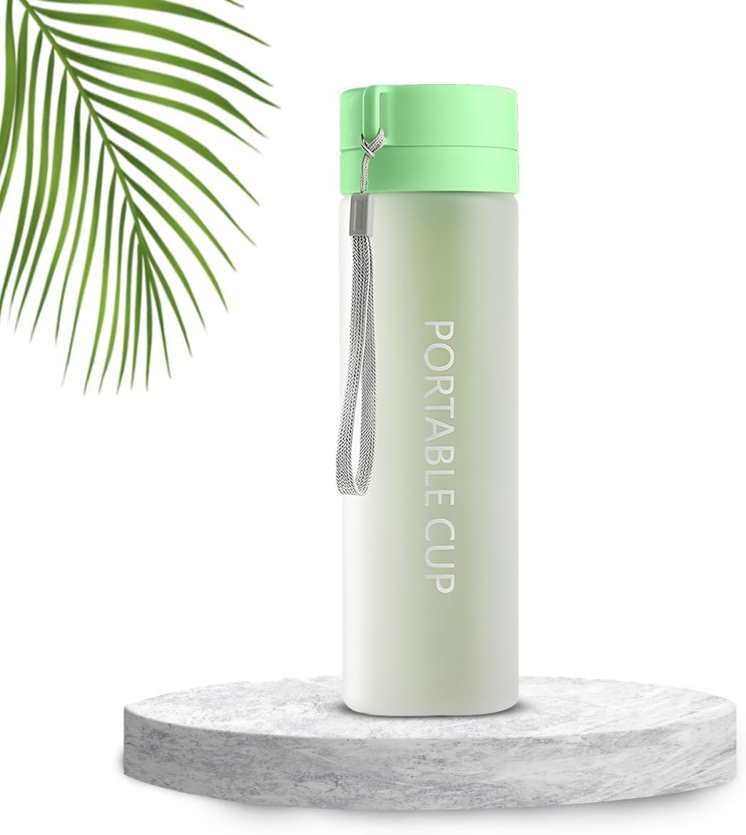 Water Bottle 800ml, BPA-Free Sports Bottle with Built-In Tea Infuser and Easy-Clean Round Design for Gym, Running, Cycling, Travel and Outdoor Activities, Green - image 1