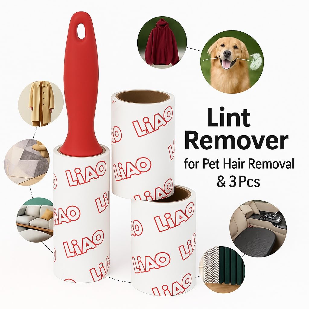 Lint Roller Set 60 Sheets – Pet Hair Remover 3pcs Kit for Dog & Cat Fur – Lint Remover for Clothes, Carpet, Sofa, bed – Extra Sticky, Easy Tear, safe on Most Surfaces - image 2