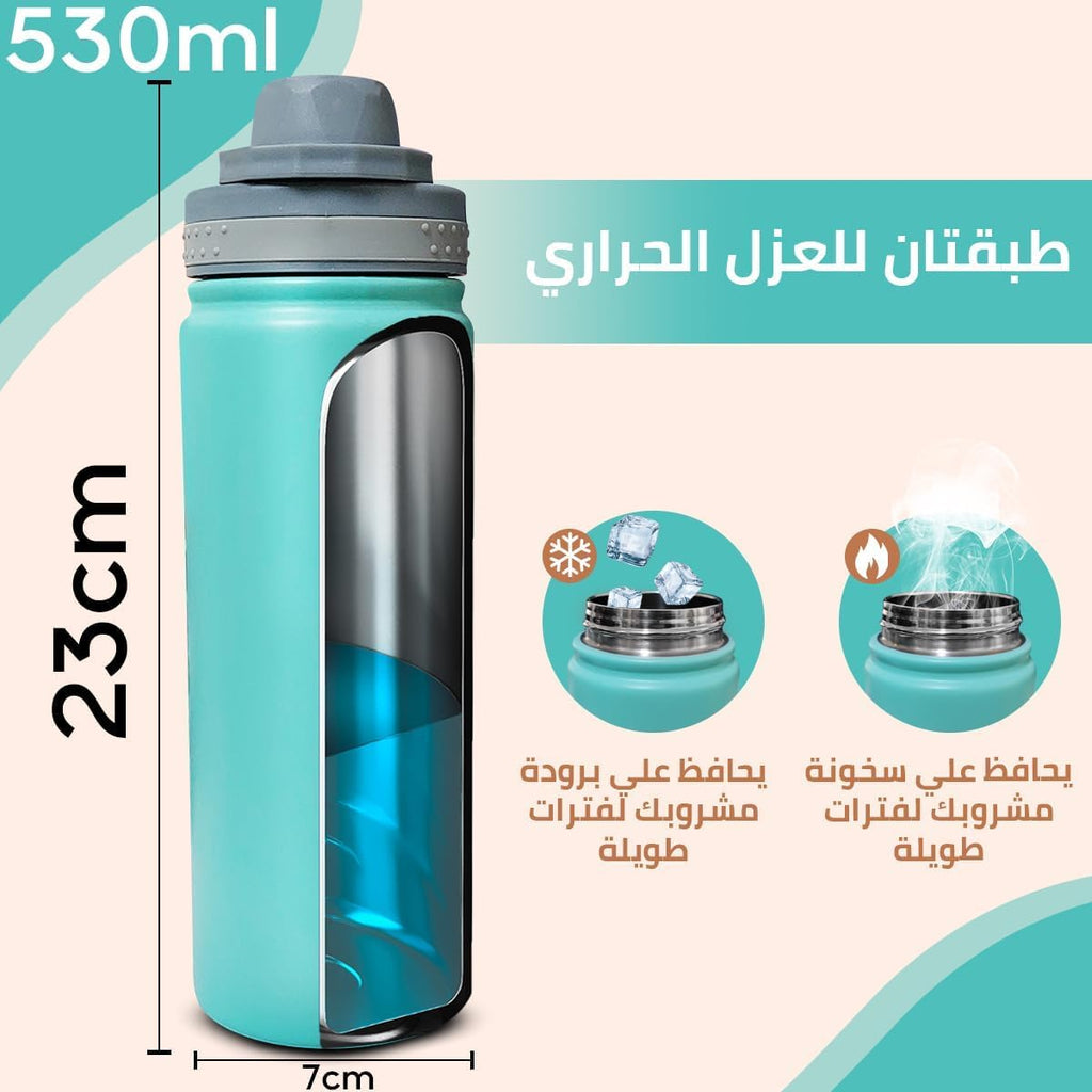 Water Bottle 530ml 18/8 Stainless Steel Vacuum Insulated Thermal Flask, Double-Wall BPA-Free Leak-Proof for Hot Cold Drinks Travel Gym Office, Green - image 5