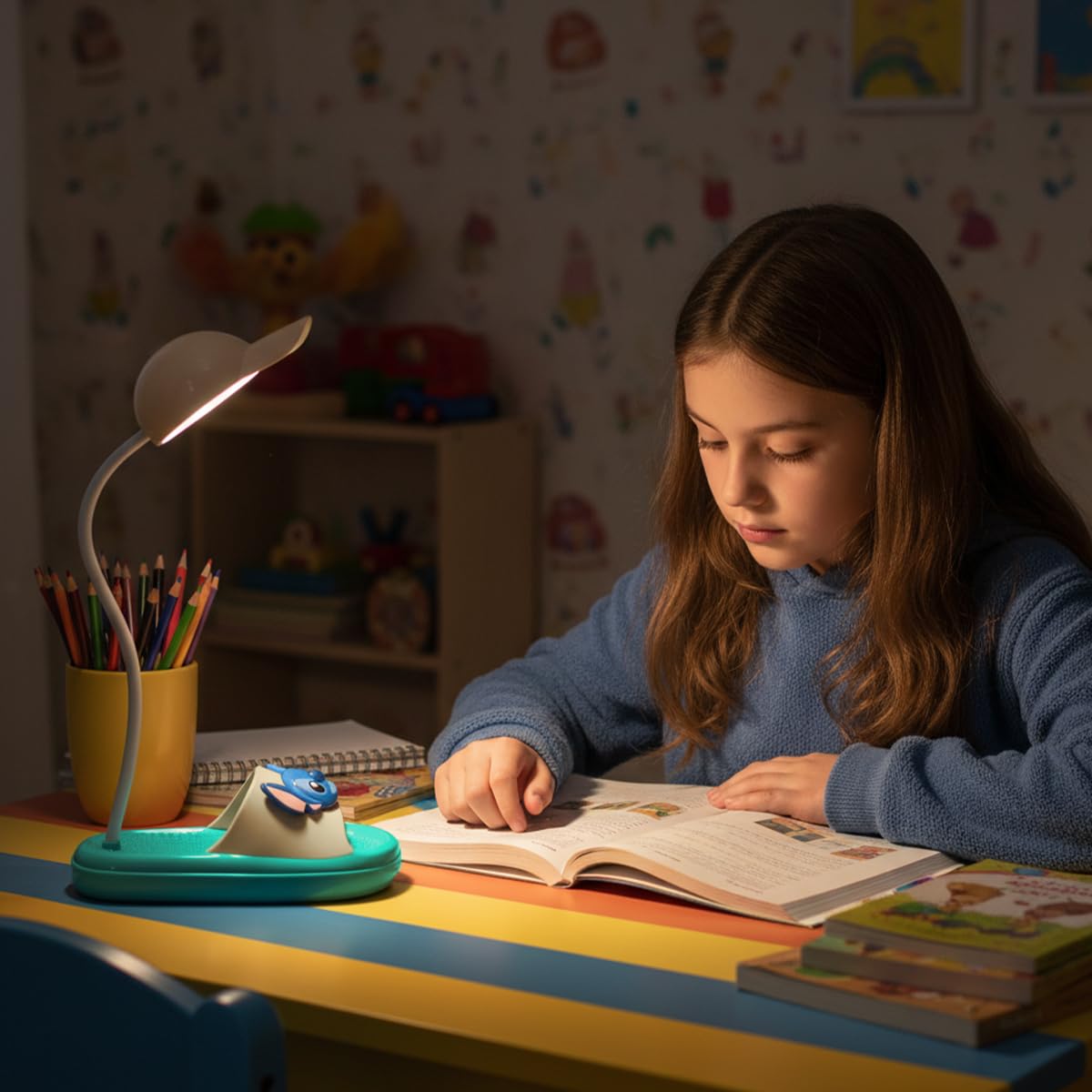 Table Lamp, Led Desk Lamp With 3 Brightness Levels, Foldable Adjustable Light, Eye-Caring Soft Glow, Portable Bedside Reading Study Lamp with Power Switch (Light blue & Beige) - image 6