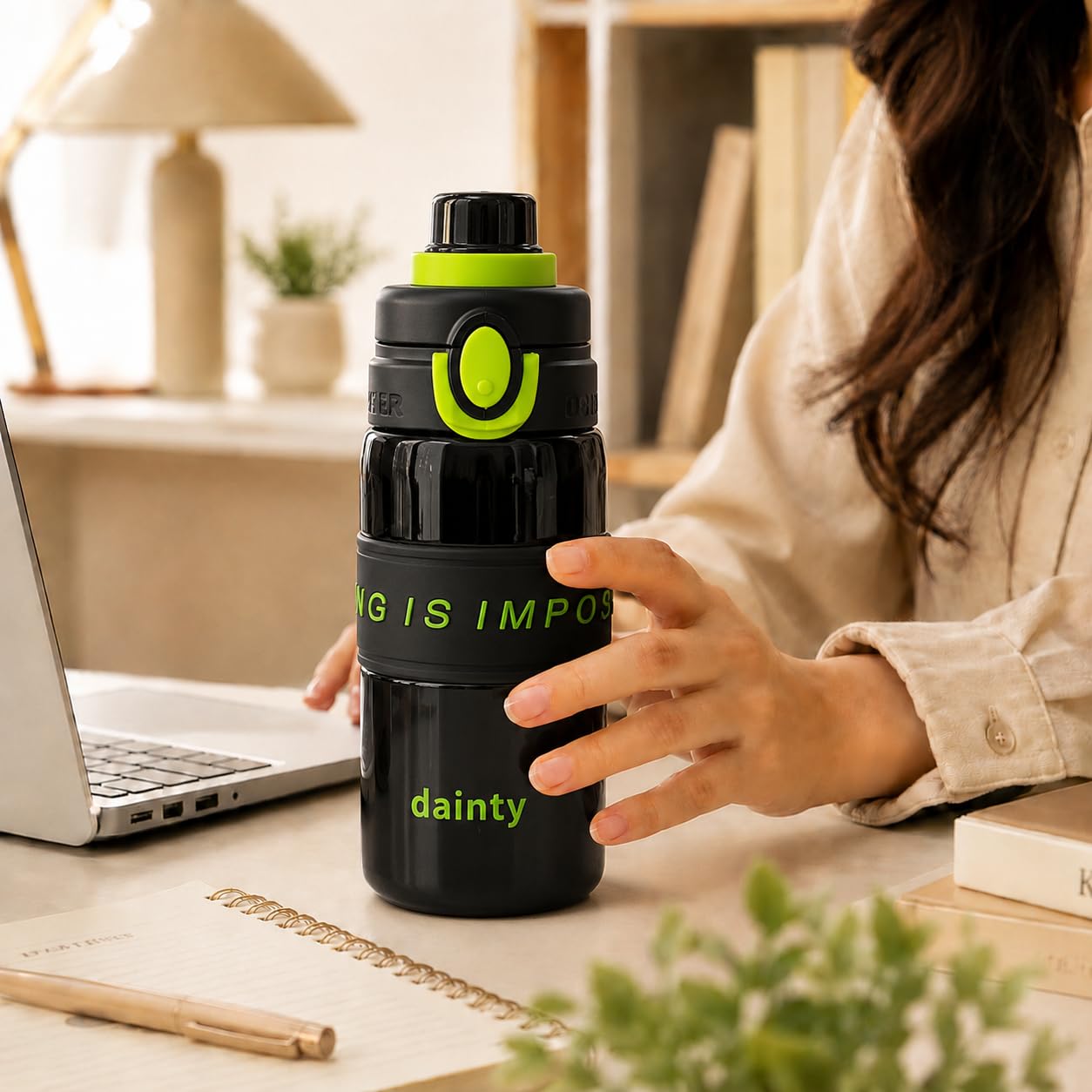 Water Bottle 500ml with Straw, BPA-Free Lightweight Plastic Sports Bottle with Leak-Resistant Lid for School, Gym, Fitness, Outdoor and Travel, FL-1315, Black - image 6