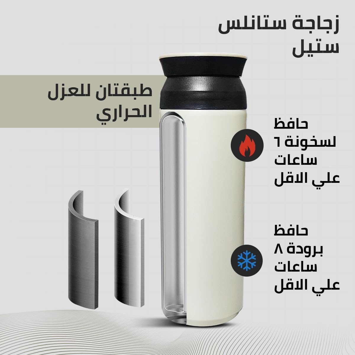 Water Bottle 500ml, Vacuum Insulated SUS304 Stainless Steel Flask with Leak-Proof BPA-Free Lid, Double-Wall Wide-Mouth Sports Bottle for Hot and Cold Drinks, Gym, Office and Travel - image 3