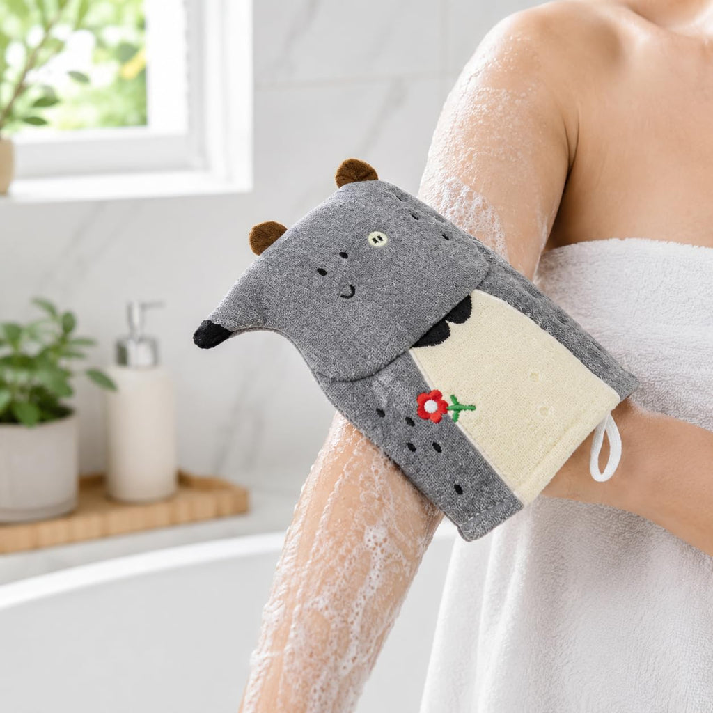 Exfoliating Glove, Loofah Shower Bath Mitt with Hanging Loop, Quick-Dry Soft Body Scrubber Wash Cloth for Men and Women, Gym, Travel and Home, B-628-C - image 6