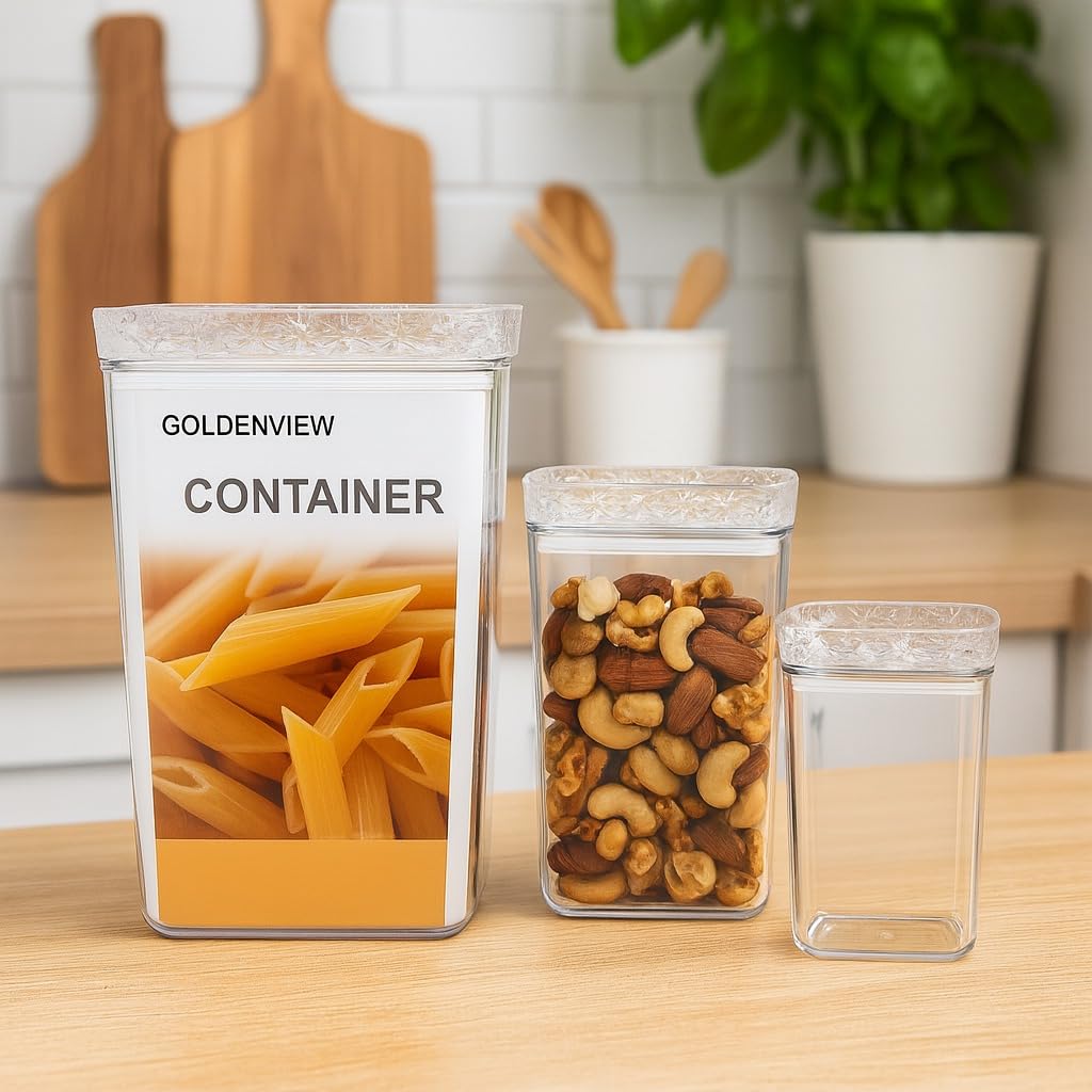 Food Storage Container Set 3 Pieces, 2600ml Clear Acrylic Airtight Pantry Jars with Snap Lids, Stackable Canisters for Cereal, Sugar, Coffee, Tea and Dry Food - image 3