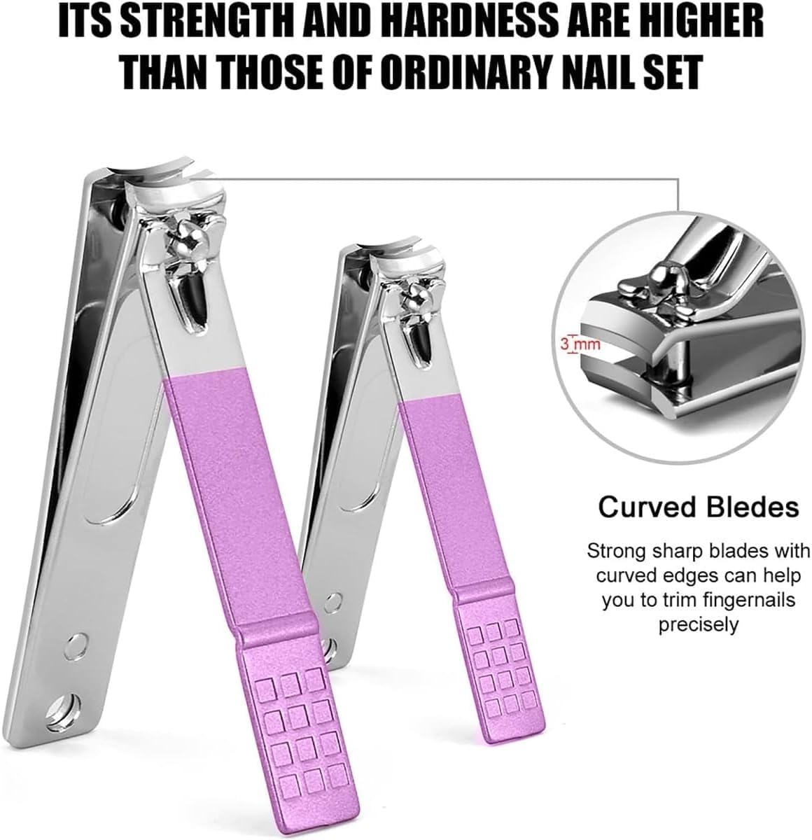 Manicure Set 16 Pieces, Stainless Steel Nail Clipper and Pedicure Kit for Fingernails, Toenails, Brows and Personal Grooming, Purple, for Men and Women (Purple) - image 3
