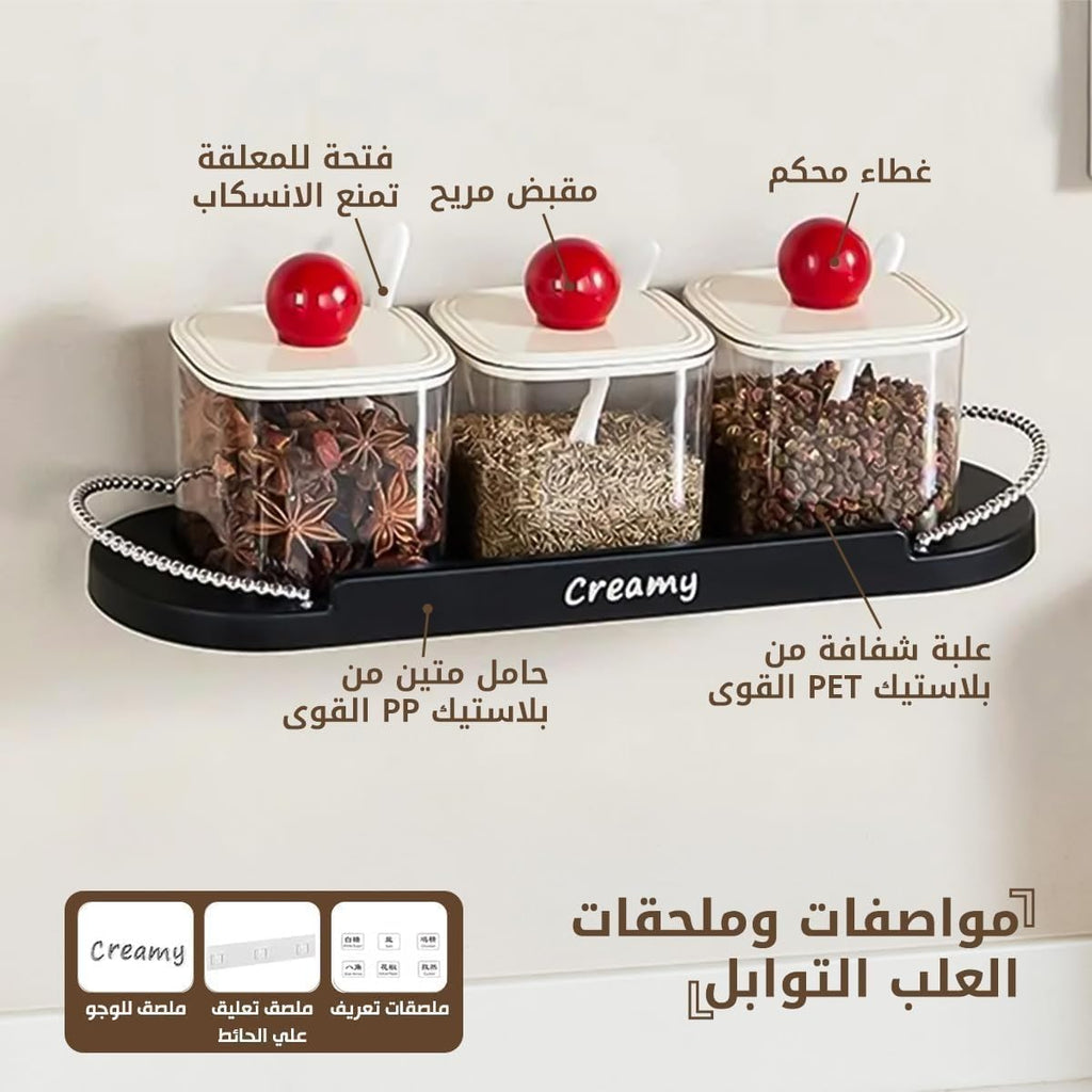 Spice Jar Set with Organizer Tray, Clear Acrylic Condiment Containers with Lids for Salt, Sugar, Herbs, Seasonings and Kitchen Counter Storage (3) - image 3