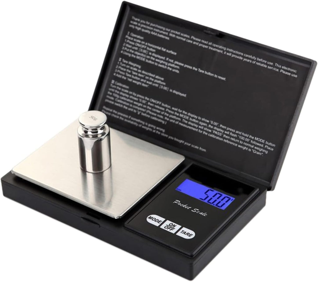 Digital Scale 500g x 0.1g, Mini Pocket Jewelry Gram Scale with LED Display and Stainless Steel Platform for Gold, Silver, Diamonds, Coins and Small Items, Black and Silver - image 1