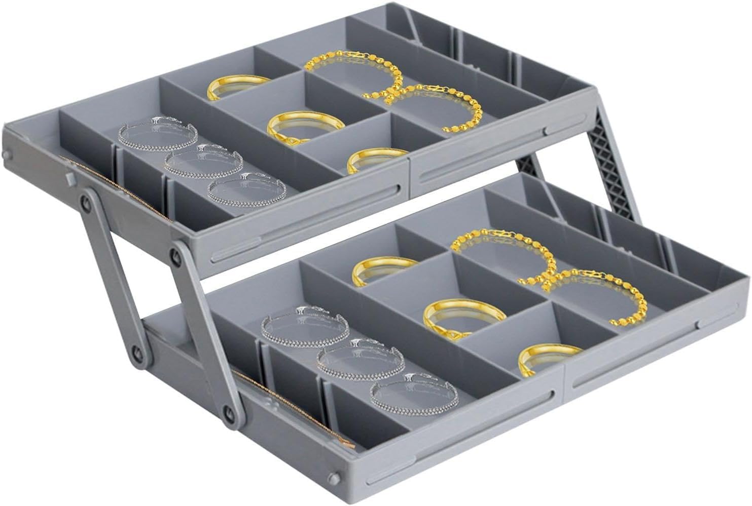 Drawer Organizer 2 Tier Folding Storage Drawers for Makeup and Jewelry, Desktop Desk Organizer for Office Supplies, Smart Space Saver for Kitchen Counter and Vanity - image 1