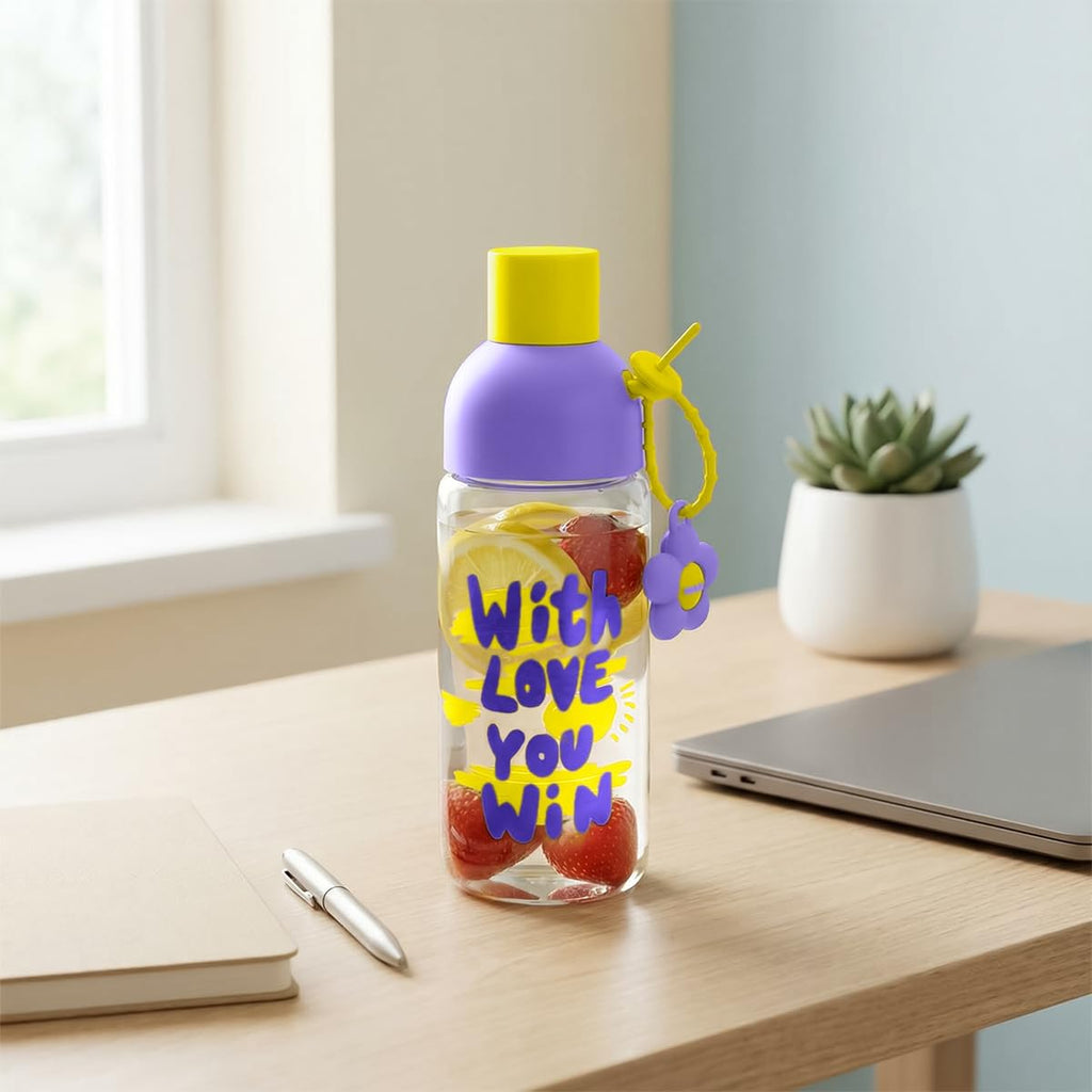 Glass Water Bottle 450ml with Tea Infuser, Leakproof BPA-Free Reusable Drink Bottle with Easy-Grip Lid for Tea, Juice, Milk, Travel and Daily Use, Green, GG-2538 - image 6