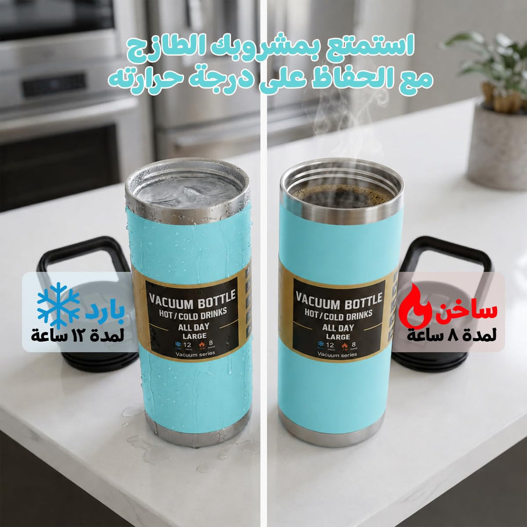 Water Bottle 540ml, Vacuum Insulated Stainless Steel Double-Wall Flask with Straw Lid, Carry Handle and Leakproof BPA-Free Design for Hot and Cold Drinks, F-1550 (Light Green) - image 5