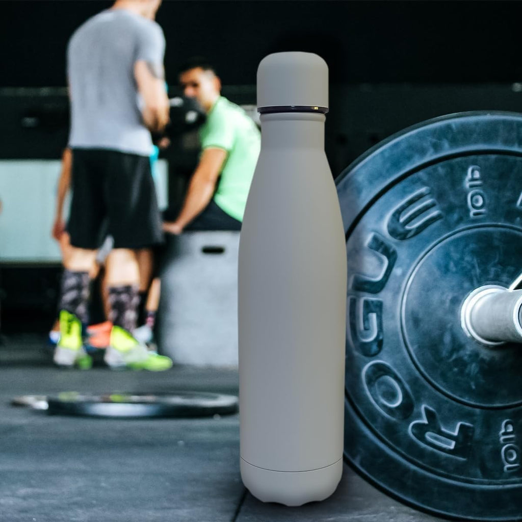 Water Bottle 500ml, Vacuum Insulated Stainless Steel Flask with Leakproof Lid, Double-Wall Design and Wide Mouth for Hot and Cold Drinks, Gym, Office and Travel, White - image 2
