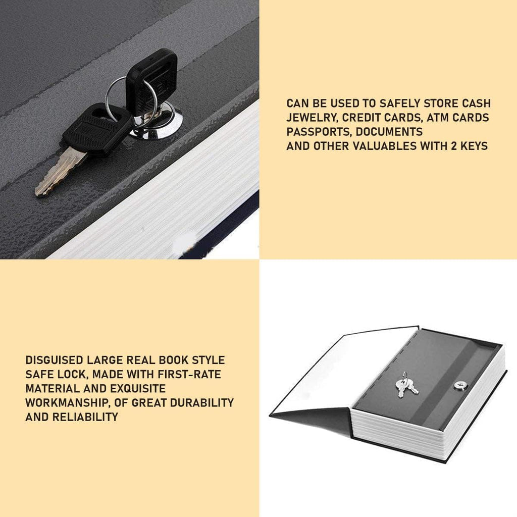 Book Safe with Lock and 2 Keys, Hidden Metal Box for Cash, Jewelry, Passport and Valuables, 24 x 15.5 x 5.5 cm (Brown) - image 5