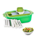 Vegetable Slicer with Drain Basket Bowl, Food Storage Containers and Handle, Stainless Steel Blades Veggie Chopper Kitchen Strainer for Vegetables Fruits - image 1