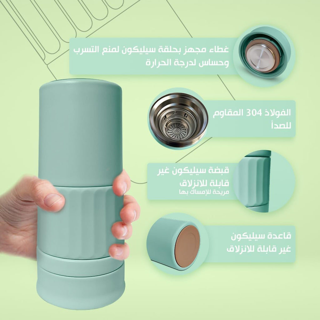 Thermal Mug Coffee Mug Stainless Steel Vacuum Insulated Double Wall With Smart Temperature Display Leak Proof Lid 420 Ml (Light Green) - image 2