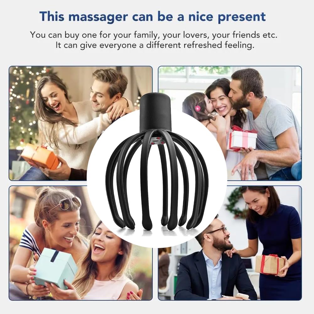 Head Scalp Massager Electric 3D Massage Arms 12 Claw Design 3 Vibration Modes Stress Relief USB Rechargeable Handheld Home Office Travel - image 5