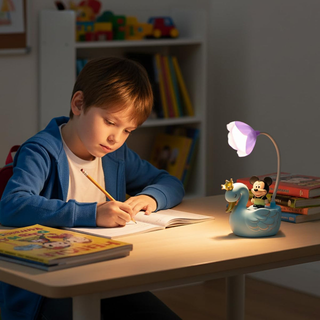 Desk Lamp LED for Study, Foldable Cartoon Reading Light with Multi-Angle Adjustable Head and Power Switch, Soft Table Lamp for Bedroom, Home Office and Bedside, Blue - image 6