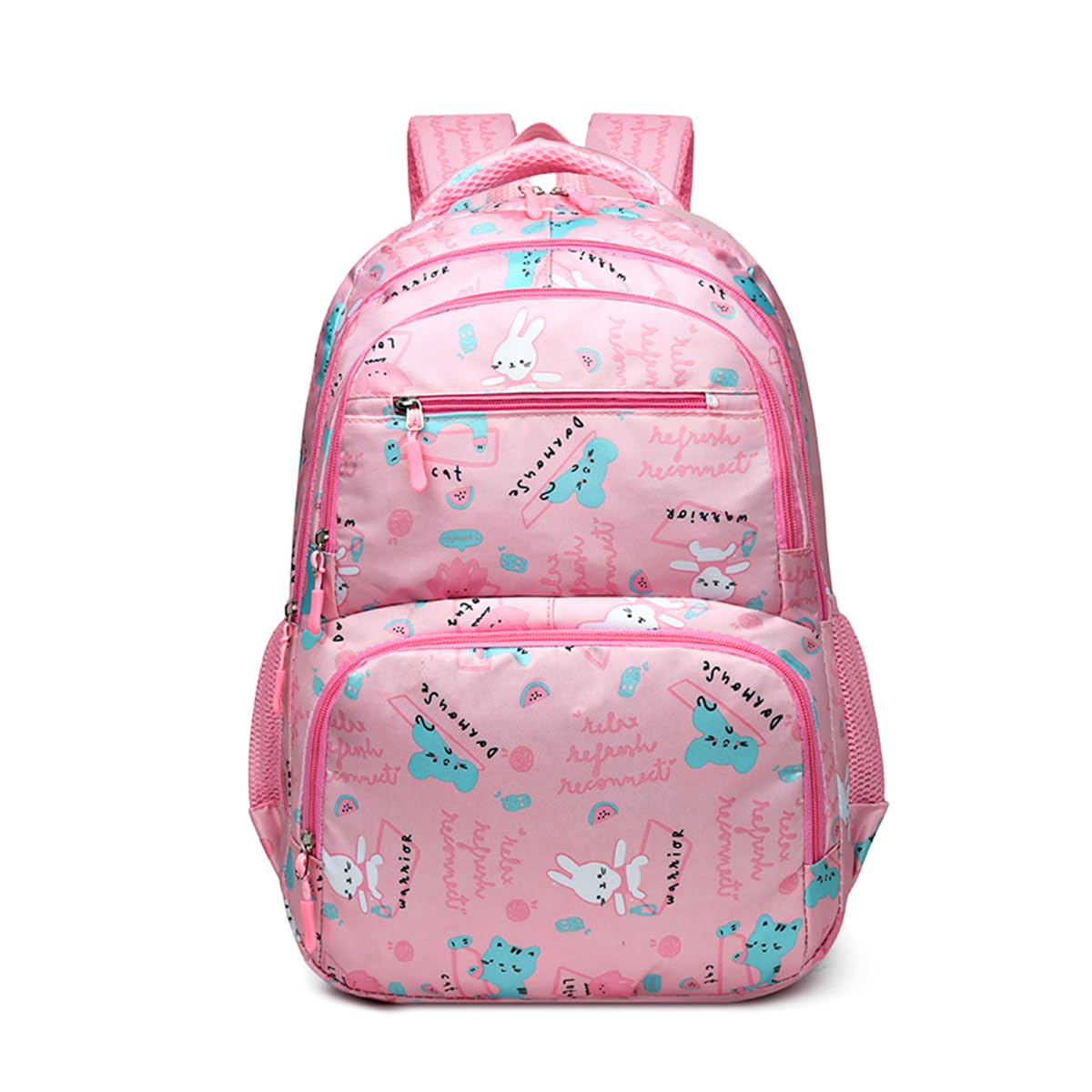 School Backpack, Multi-pocket Backpack for Organized Storage - Large Capacity, Wear Resistant and Breathable Nylon Bag, Lightweight for Kids & Girls (Pink) - image 1