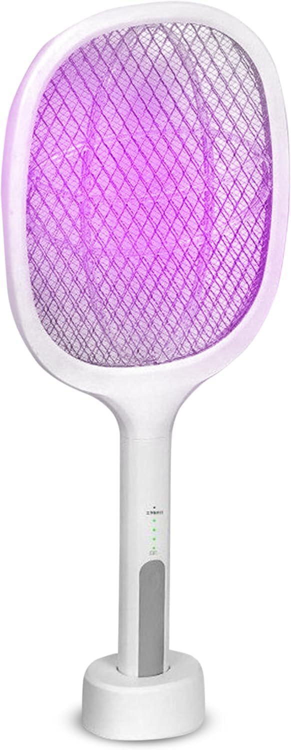 Electric Mosquito Swatter Bug Zapper Racket, portable, rechargeable, lightweight, for Work Outdoor Home Kitchen, White - image 1