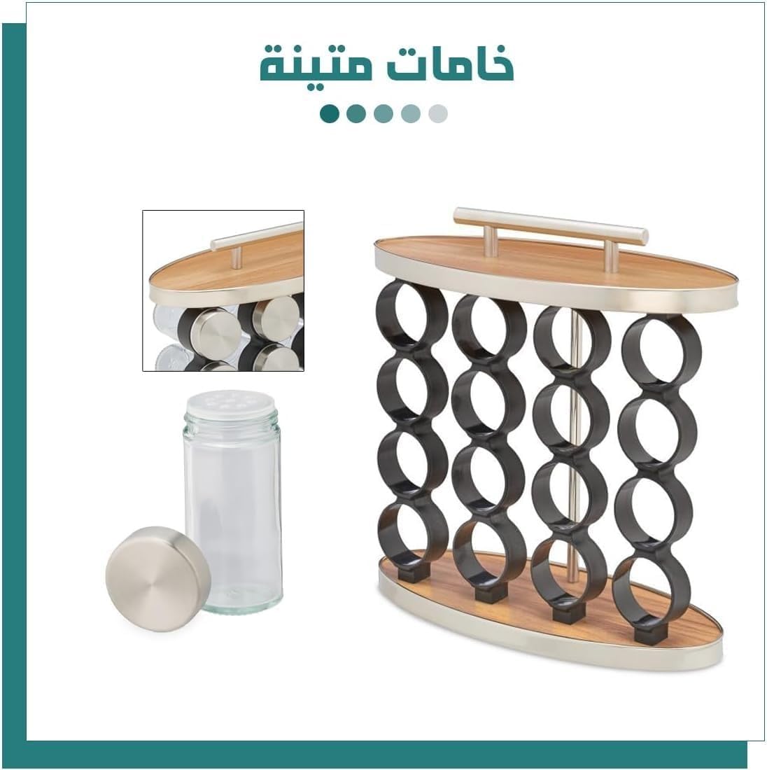 Spice Rack Set 16 Glass Jars Rotating Stand Stainless Steel Lids Seasoning Organizer for Kitchen Countertop Daily Cooking - image 4